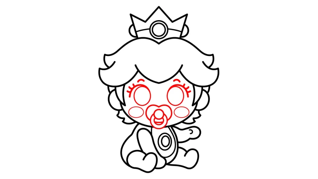 Tutorial de dibujo kawaii — peach bebe paso 5: Su chupete y un rostro kawaii