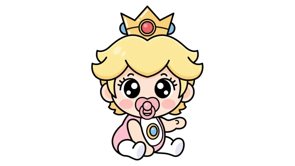 Tutorial de dibujo kawaii — peach bebe paso 6: ¡El toque mágico y a colorear!