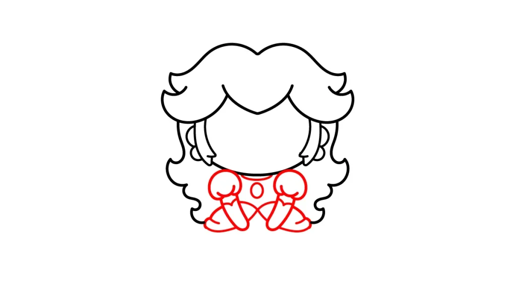 Tutorial de dibujo kawaii — princesa peach paso 3: Dibujamos la parte superior de su vestido