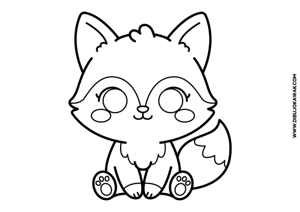 Dibujo de Zorro Kawaii para colorear