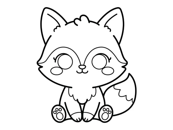 Dibujo de Zorro Kawaii para colorear