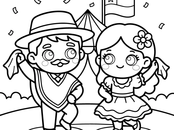 Dibujo de fiestas patrias para colorear