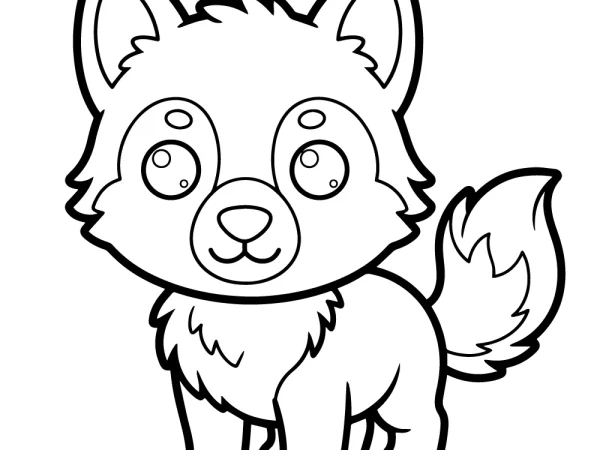 dibujo de lobo para colorear fácil