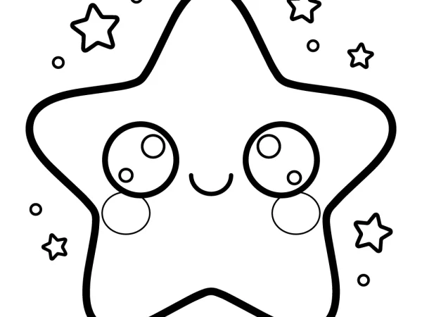Dibujo de estrella kawaii para colorear