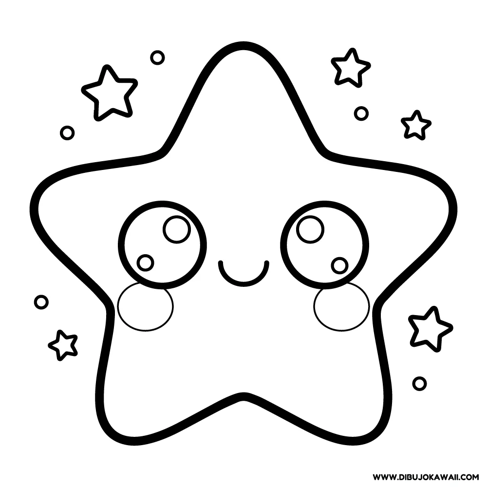 Dibujo de estrella kawaii para colorear