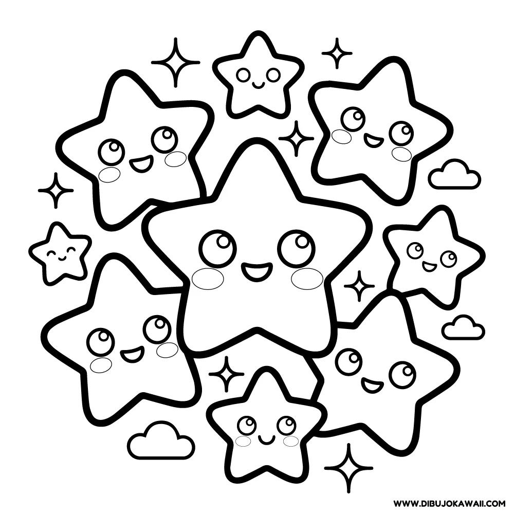 Dibujo de estrellas para colorear infantil