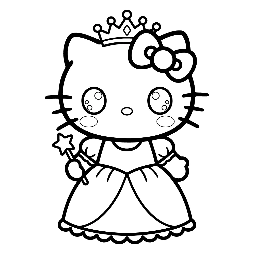 Hello Kitty princesa para colorear 1 Hello Kitty princesa para colorear