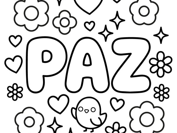 Palabra paz para colorear