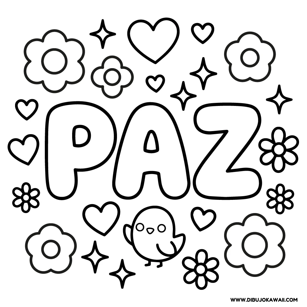 Dibujo Palabra Paz para colorear 1 Palabra paz para colorear